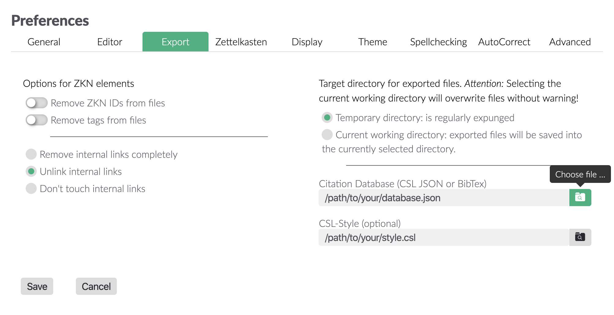 Point Zettlr to your database file