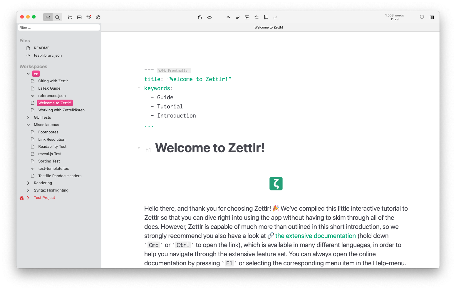 Una captura de pantalla de la aplicación en su primer arranque en  macOS