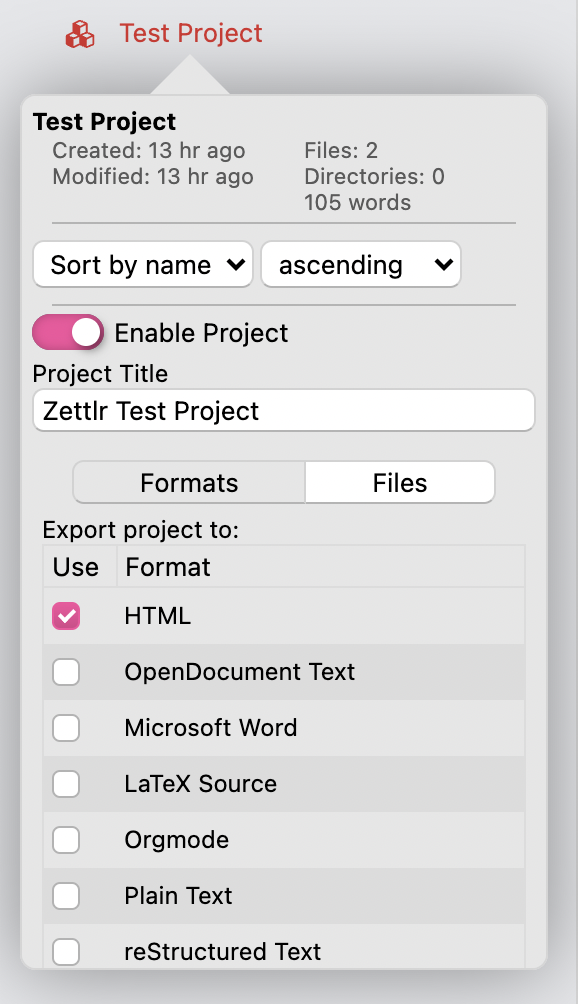 Propiedades de un proyecto