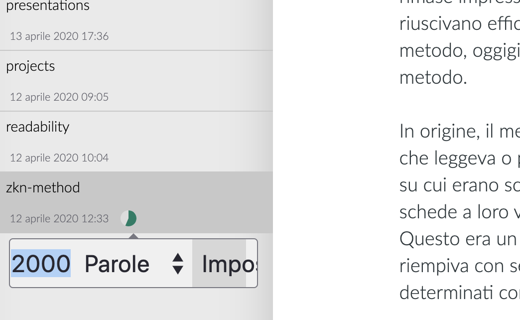 Impostare il traguardo di scrittura