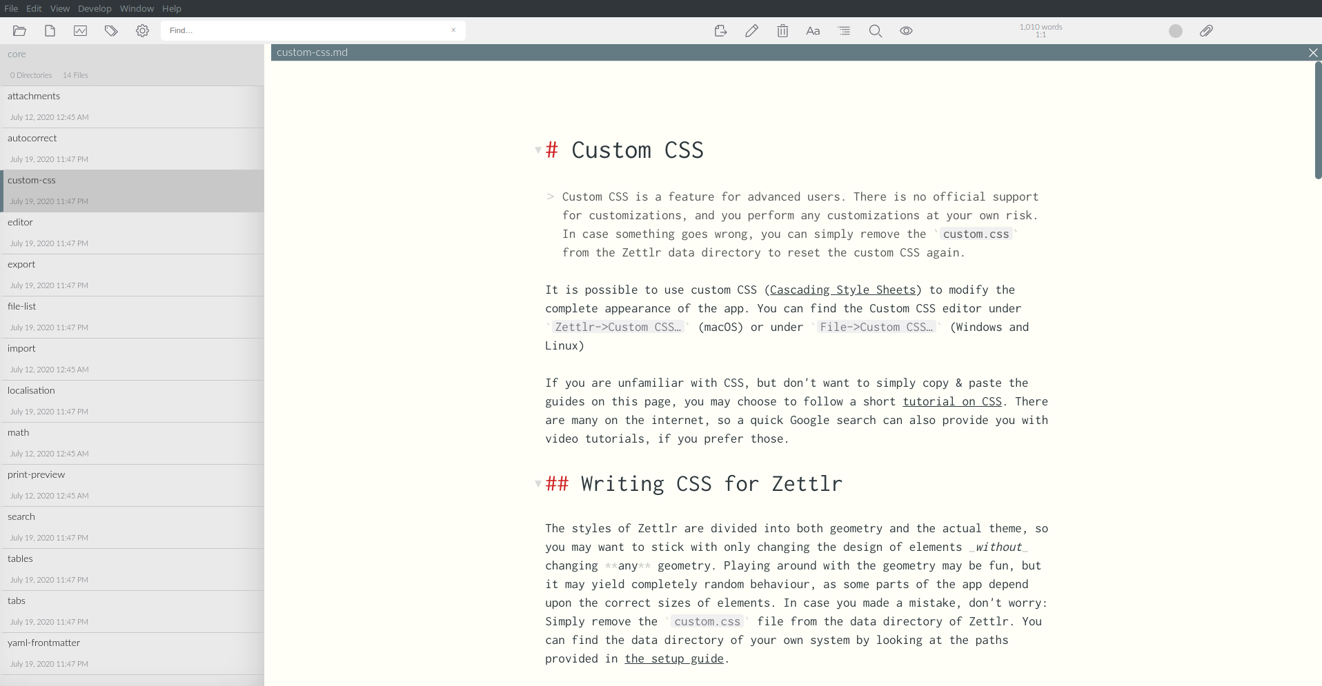 A preview of Zettlr using above snippet