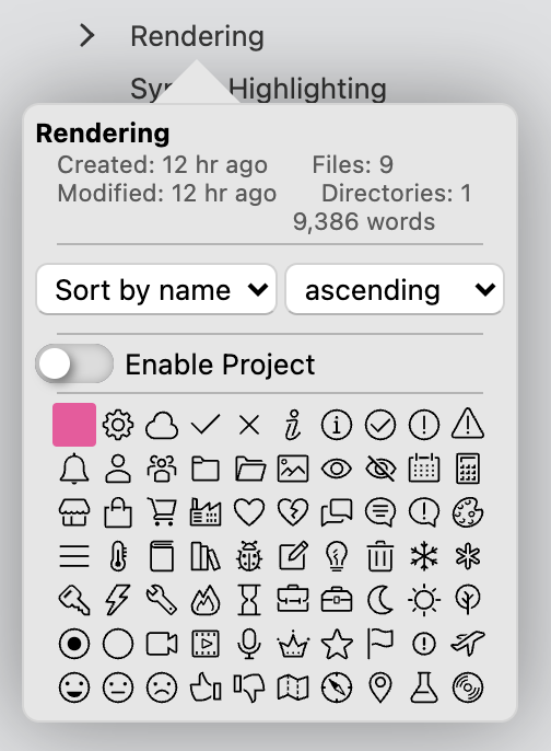 A properties dialog for a directory