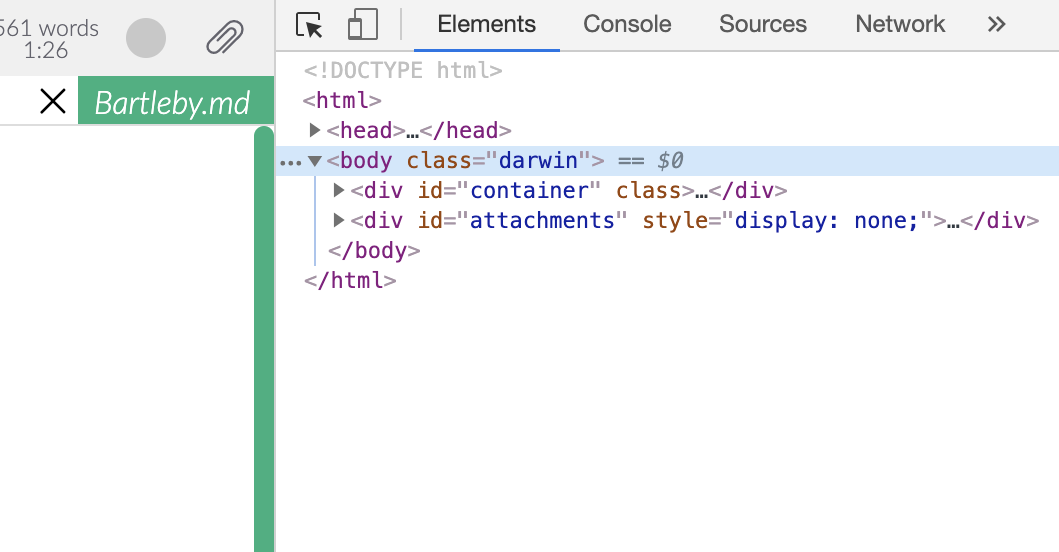 Zettlr with the developer tools open